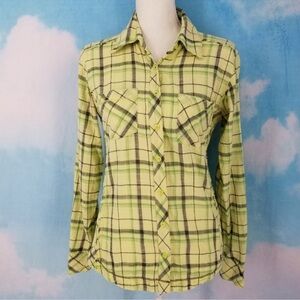 Columbia Green Plaid Raw Seam Button Up Shirt